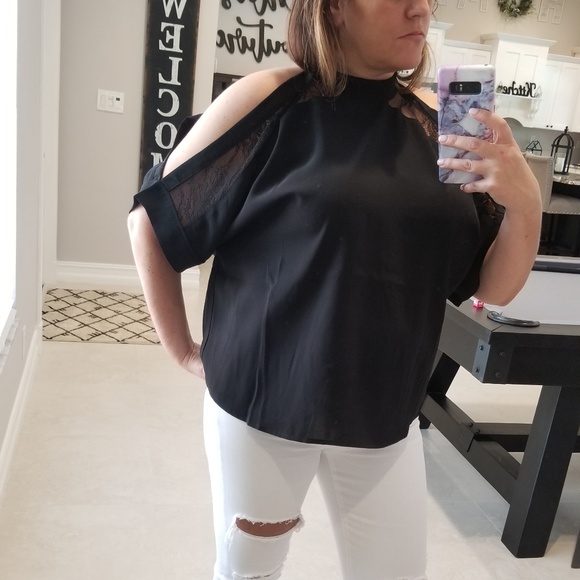 Sugarlips Tops - Mirabel Cold Shoulder Top - Black